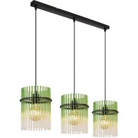 Gorley Bar Pendant Ceiling Light Matt Black Green Glass Shade 3x E27