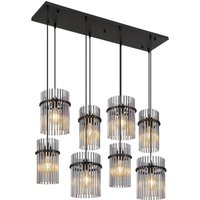 Gorley Cluster Pendant Ceiling Light Matt Black Smoke Glass Shade 8x E27