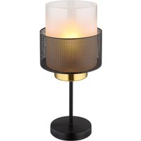Net Lighting Olga Cylindrical Table Lamp Matt Black Satined Glass Shade 1x E27