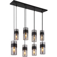 Scarfina Cluster Pendant Ceiling Light Matt Black Smoke Glass Shade 8x E27