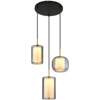 Lampigna Cluster Pendant Ceiling Light Matt Black Opal Glass Shade 3x LED 3000K