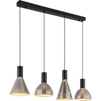 Labora Bar Pendant Ceiling Light Matt Black Smoke Glass Shade 4x LED 3000K