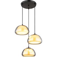 Jella Cluster Pendant Ceiling Light Matt Black Smoke Glass Shade 3x E14