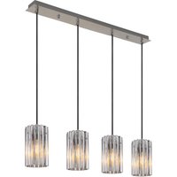 Cayden Bar Pendant Ceiling Light Nickel Matt Clear Glass Shade 4x E27