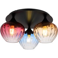 Sander Shade Cluster Ceiling Light Matt Black Amber Blending Glass Shade 3x E27