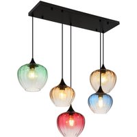 Sander Cluster Pendant Ceiling Light Matt Black Blending Glass Shade 5x E27
