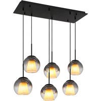 Barry Cluster Pendant Ceiling Light Matt Black Balls Smoke Glass Shade 6x E27