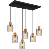 Aleidis Cluster Pendant Ceiling Light Matt Black Smoke Glass Shade 6x E27