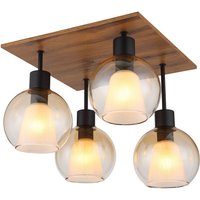 Barry I Shade Cluster Ceiling Light Matt Black Amber Glass Shade 4x E27