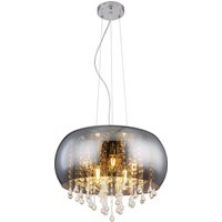 Kalla 44cm Pendant Ceiling Light Chrome Glass Shade 5x E14