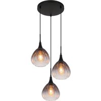 Olsen Cluster Pendant Ceiling Light Matt Black Smoke Glass Shade 3x E27