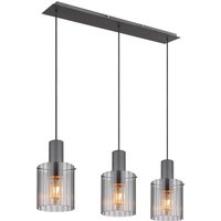 Tulivar Bar Pendant Ceiling Light Grey Dark Smoke Glass Shade 3x E27