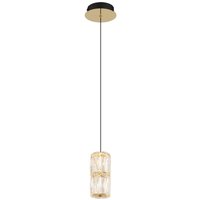 Stefanie Slim Pendant Ceiling Light Gold Colours Antique Crystals Clear Glass Shade LED 3000K