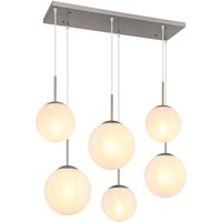 Kop Cluster Pendant Ceiling Light Nickel Matt Balls Opal Alabaster Optic Glass Shade 6x E27
