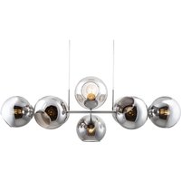 Pilar Bar Pendant Ceiling Light Nickel Matt Smoke Glass Shade 8x E27