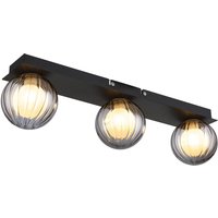 Ander Globe Ceiling Light Matt Black IP44 Balls Smoke Glass Shade 3x G9