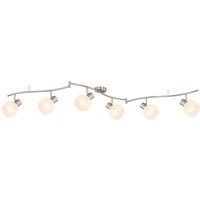 Willy Ceiling Spotlight Bar Nickel Matt Clear Glass Shade 6x E27