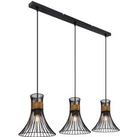 Purra Bar Pendant Ceiling Light Black 3x E27
