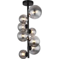 Riha Globe Ceiling Light Matt Black Smoke Glass Shade 8x G9 3000K