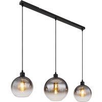 Newcastle Bar Pendant Ceiling Light Matt Black Smoke Glass Shade 3x E27
