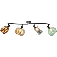Telesto Ceiling Spotlight Bar Black Glass Shade 4x E14