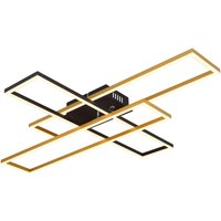 Dakari 80x60cm Integrated LED Semi Flush Ceiling Light Matt Black, Gold 3x LED 3000K