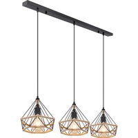 Ulleu Bar Pendant Ceiling Light Matt Black 3x E27