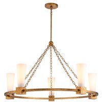 Kristy Cylindrical Pendant Ceiling Light Contemporary Distressed Gold 5x E27