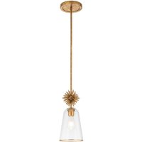 Staring Slim Pendant Ceiling Light Contemporary Distressed Gold 1x E27 Clear Shade