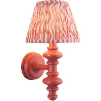 Carnaby Satin Pink Clay Paint Wall Light with Coral Pink Fabric Ripple Shade 20cm B22