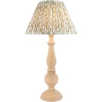 Hidcote Natural Wood Table Lamp with Herb Garden Green Fabric Leaf Shade 30cm B22