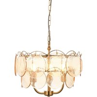 Thistle Pendant Ceiling Light Brushed Aged Brass Plate and Handmade Champagne Glass 3 x 7W LED E14