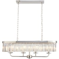 Ascoli Bar Pendant Ceiling Light Bright Nickel Plate & Clear Cut Glass 4 x 6W LED E14