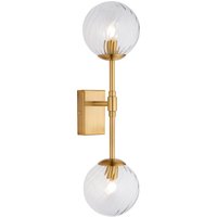 Rome Globe Wall Lights Brushed Aged Brass Plate & Clear Glass 2x LED G9