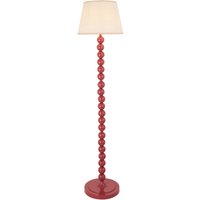 Higgledy Gloss Pink Clay Paint Floor Lamp with Vintage White Fabric Ivy Shade 35cm E27