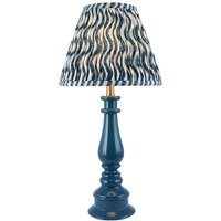 Myrtle Marlin Blue Table Lamp with Marlin Blue Fabric Ripple Shade 25cm B22