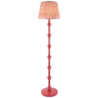 Carnaby Satin Pink Clay Paint Floor Lamp with Coral Pink Fabric Ripple Shade 35cm B22