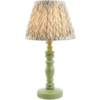 Bibury Satin Cotswold Green Paint Table Lamp with Herb Garden Green Fabric Leaf Shade 20cm B22