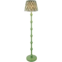 Carnaby Satin Cotswold Green Paint Floor Lamp with Cotswold Green Fabric Zigzag Shade 35cm B22