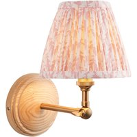 Wood Wing Ash Wood Wall Light with Peachy Keen Fabric Leaf Shade 16cm B22