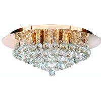 Hanna 6 Light Ceiling Semi Flush Light Gold with Crystals, G9