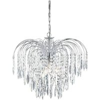 Waterfall 5 Light Crystal Chandelier Chrome Finish, E14 Waterfall 5 Light Crystal Chandelier Chrome Finish, E14