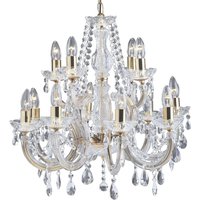 Marie Therese Crystal Chandelier 12 Light Polished Brass Finish, E14