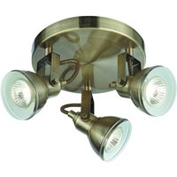 Focus 3 Light Adjustable Ceiling Spotlight Antique Brass, GU10
