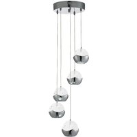 LED 5 Light Spiral Cluster Pendant Chrome