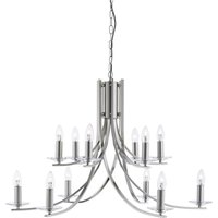 Ascona 12 Light Chandelier Satin Silver Finish, E14