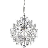 Harrietta 3 Light Ceiling Pendant Chrome with Crystals, E14