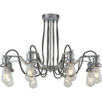 8 Light Chandelier Black, Chrome Finish, E27