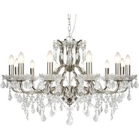 Paris 12 Light Chandelier Satin Silver Finish, E14