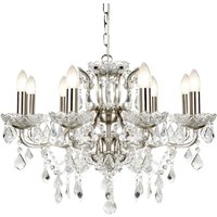 Paris 8 Light Chandelier Satin Silver Finish, E14